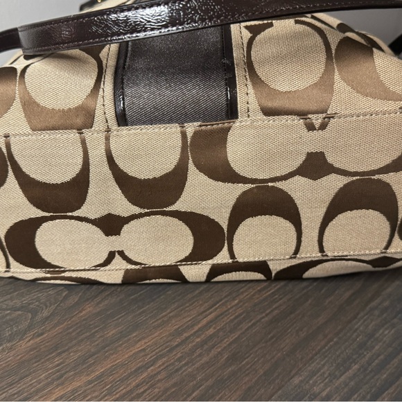 Coach Brown Leather Shoulder Bag with Monogram